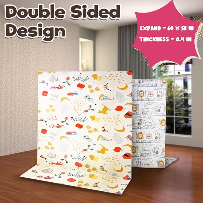 Wembley Baby Play Mat Double Sided Waterproof Floor Mat Playmat for Kids Beige Colour
