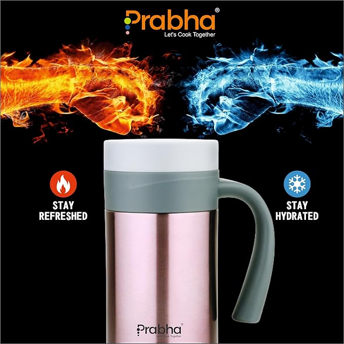 Prabha Stainless Steel Coffee Cup 500ml Vacuum Flask Double Wall AirTight Cap