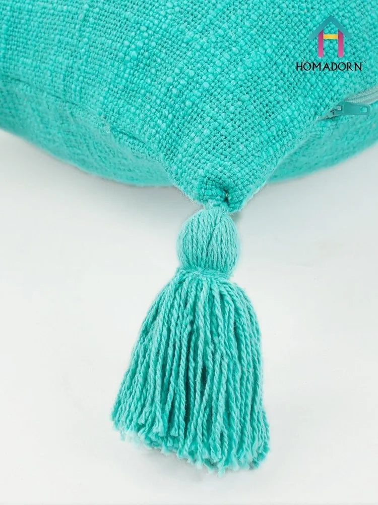 Homadorn Luxury Cotton Handmade Decorative Boho Throw Pillow Covers Turquoise