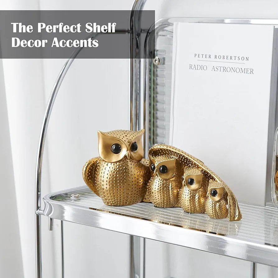 Xtore Golden Owl Family for Home Decor