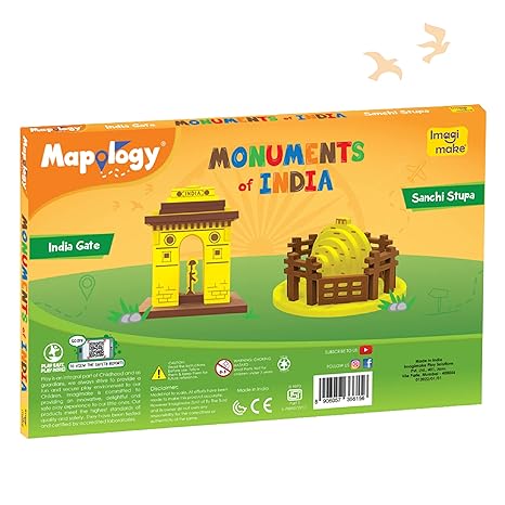 Imagimake Mapology Monuments Of India Sanchi Stupa & India Gate Construction Set Educational Toy