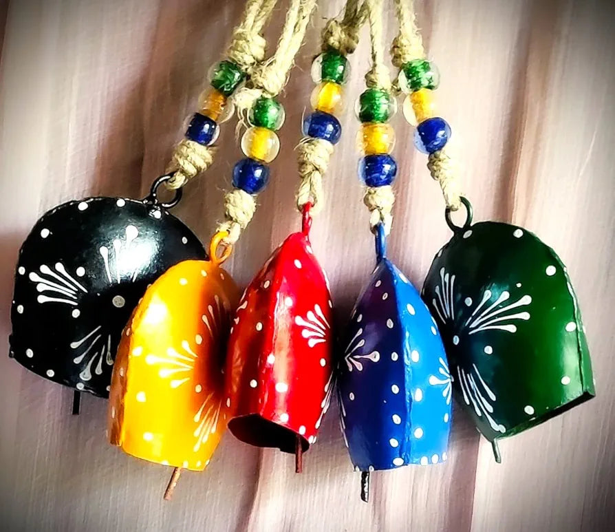 MIRAMAYEE Purse Bell 4"- Hanging Garden Cow Bell Patio Hanging Bell Set of 5