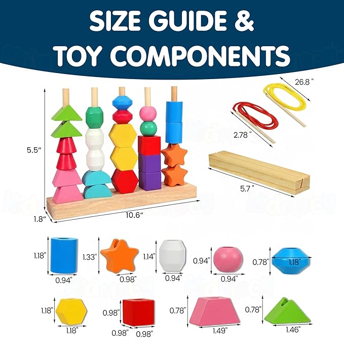 Kidology Montessori 2 in 1 Wooden Beads Sequencing Toy Set