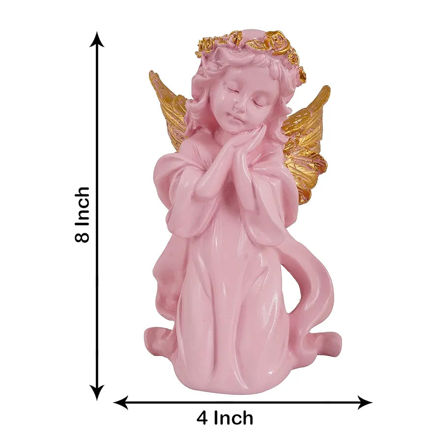 Zart Angel Girl Showpiece for Home Decor Winged Fairy Statue Angel Pink SHG