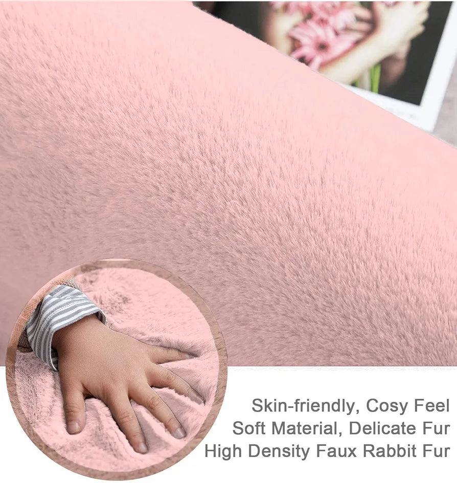Luxe Home International Rectangular Carpet Super Soft Anti Skid Rabbit Fur Bathroom Mats Colour Peach