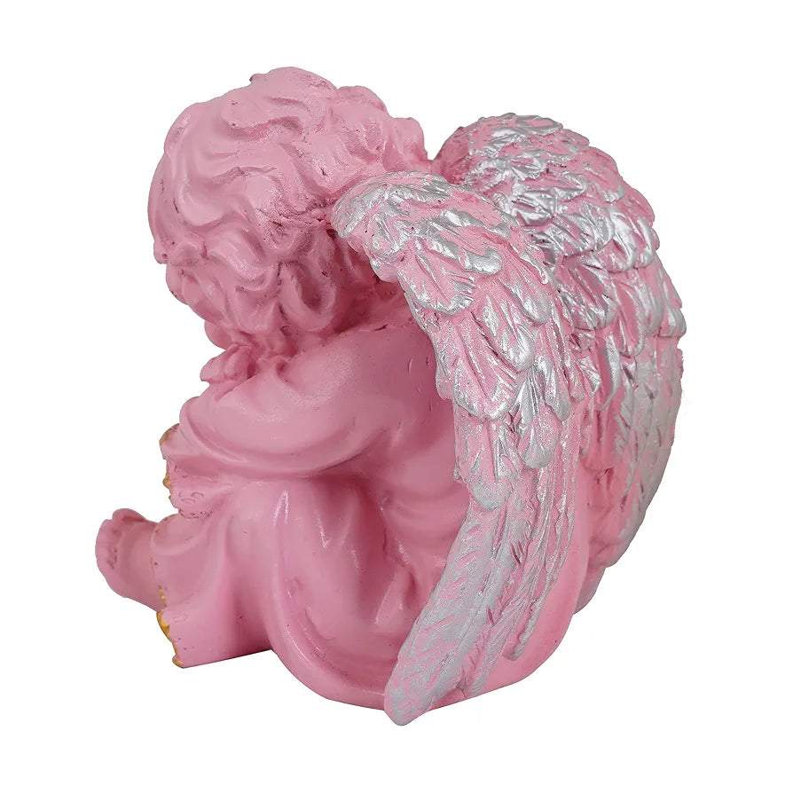 Zart Angel Girl Left Silver winged Showpiece for Home Decor Showpiece
