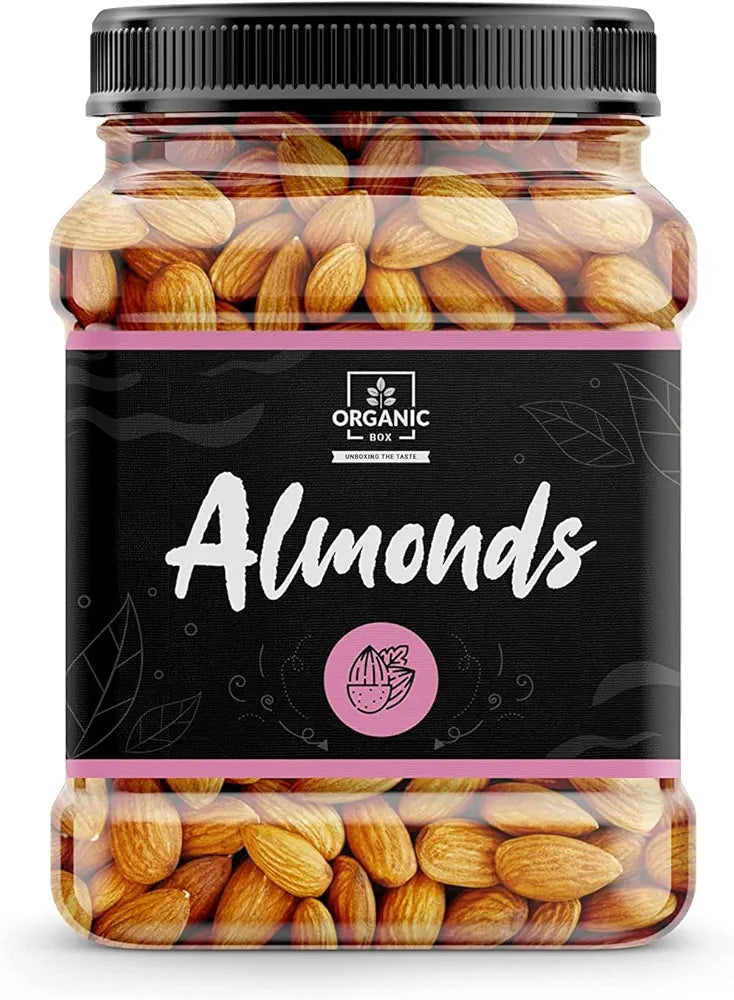 Organic Box 100% Natural and Premium California Almonds | Quality Badam Giri | Badam - Bold Size | Real Nuts | Whole Natural Badam Dry Fruits - Diwali Gift Pack
