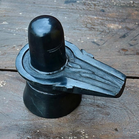 StonKraft Black Marble Shiva Lingam Shiv Ling Mahadev Idol Murti Military Statue Moorti