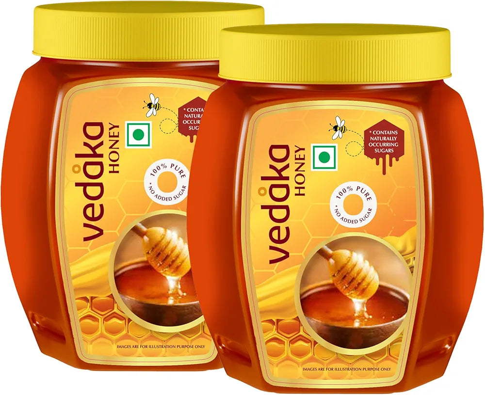 Amazon Brand - Vedaka Honey | 2 Kg | 100% Pure| No Added Sugar or Adulteration | Product of India | Pack of 2, Each 1 Kg