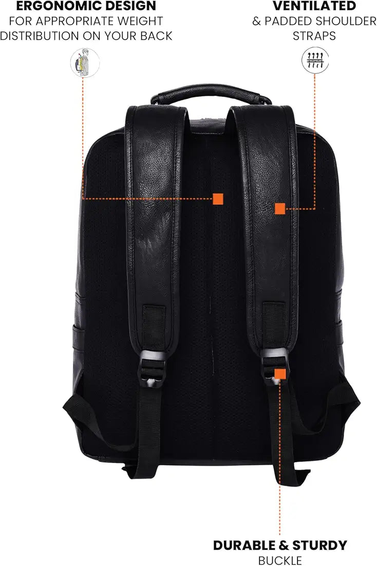 FUR JADEN Vegan Leather Stylish 15.6 Inch Laptop Backpack Travel Weekender Bag For Men Women