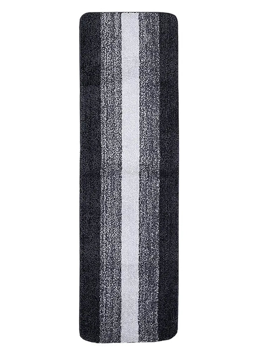 Saral Home Easy Living Microfiber Striped Rectangle Anti-skid Runner Colour Black