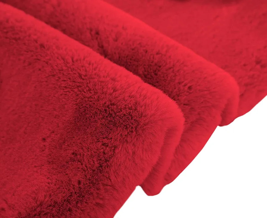 Luxe Home International Rabbit Fur Rectangular Carpet Soft Anti Slip Skid Ruffle Mats 4X6 Feet Colour Maroon