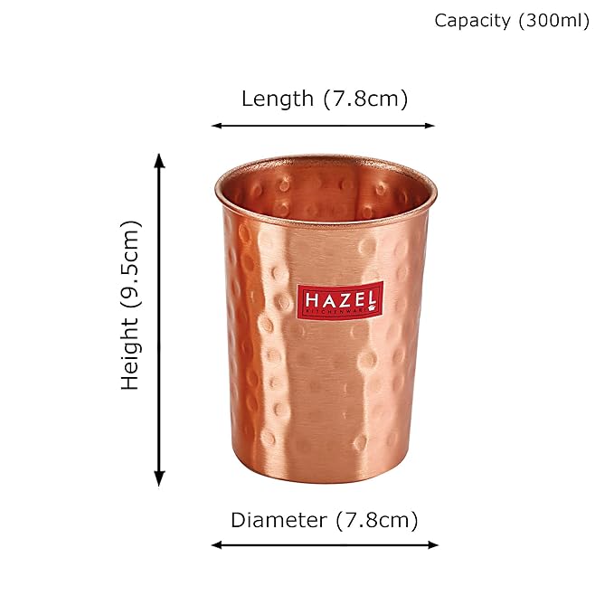 Hazel Hammered Finish Copper Glasses Amrapali Tumbler Set of 3