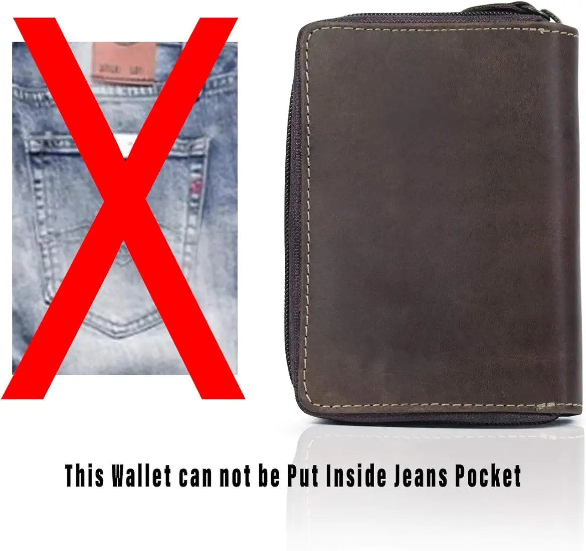 Goatter Men's Hunter Leather RFID Blocking Wallet, Big Size