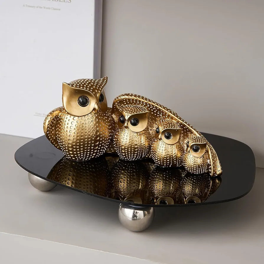 Xtore Golden Owl Family for Home Decor