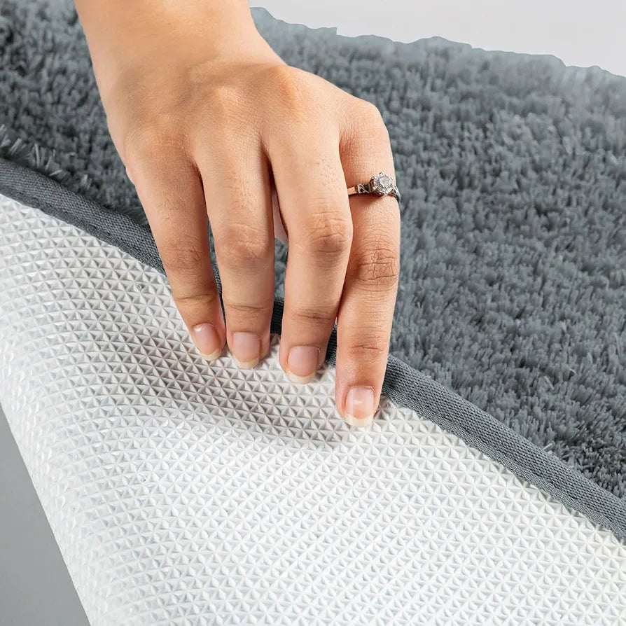 Luxe Home International Microfiber Rectangular Bath Mat Super Soft Non Slip Vegas Mats 45X75 Cm Colour Grey