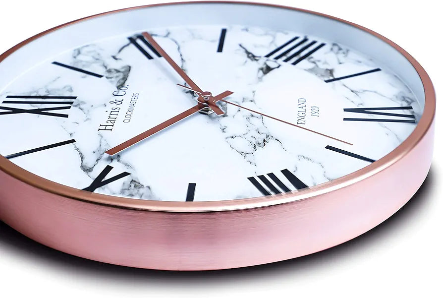 Harris & Co. Clockmasters Luxury Wall Clock Marble Design - 12 Inch -Analog