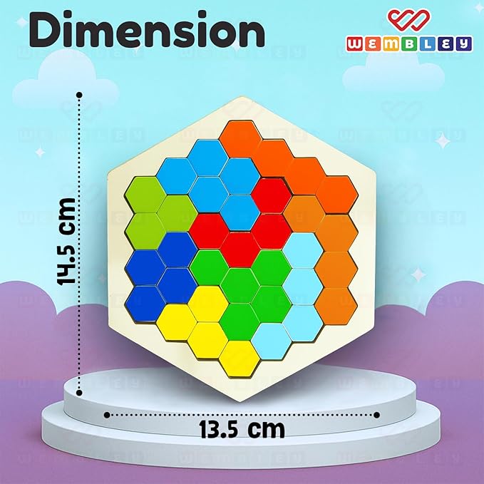Wembley Wooden Hexagon Board Toys Puzzle Game for Kids and Adult