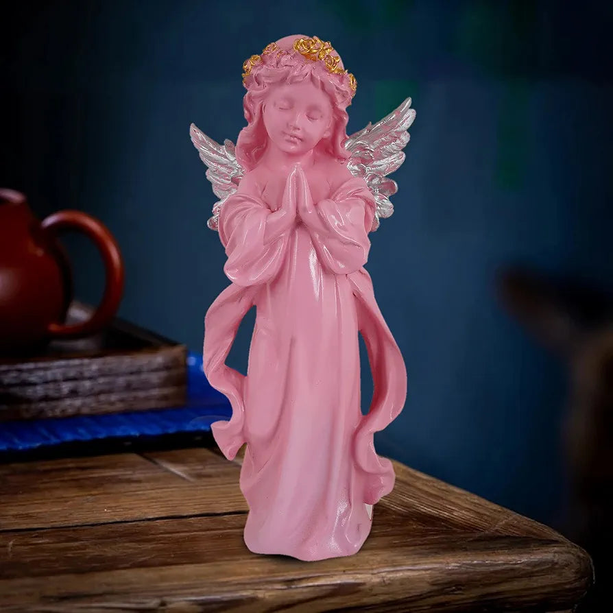 Zart Praying Angel Girl Silver Winged Showpiece for Home Decor Showpiece
