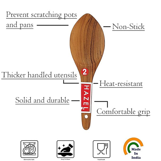 Hazel Wooden Rice Spoon Non Stick Serving Spatula Scoup for Serving