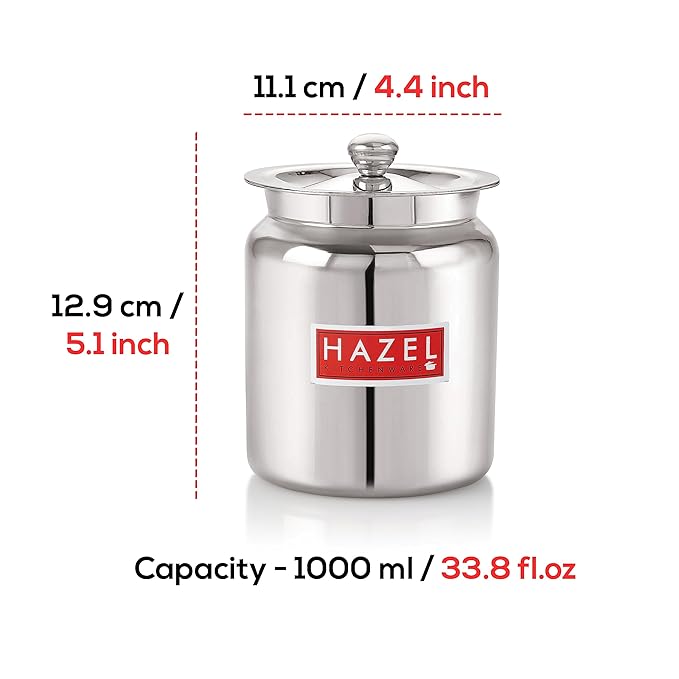 Hazel Stainless Steel Oil and Ghee Air Tight Container 1100 ml Oil Pot Container for Kitchen Storage