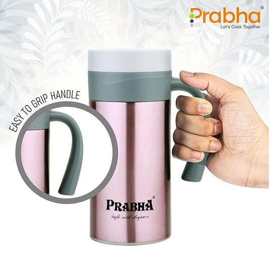 Prabha Stainless Steel Coffee Cup 500ml Vacuum Flask Double Wall AirTight Cap