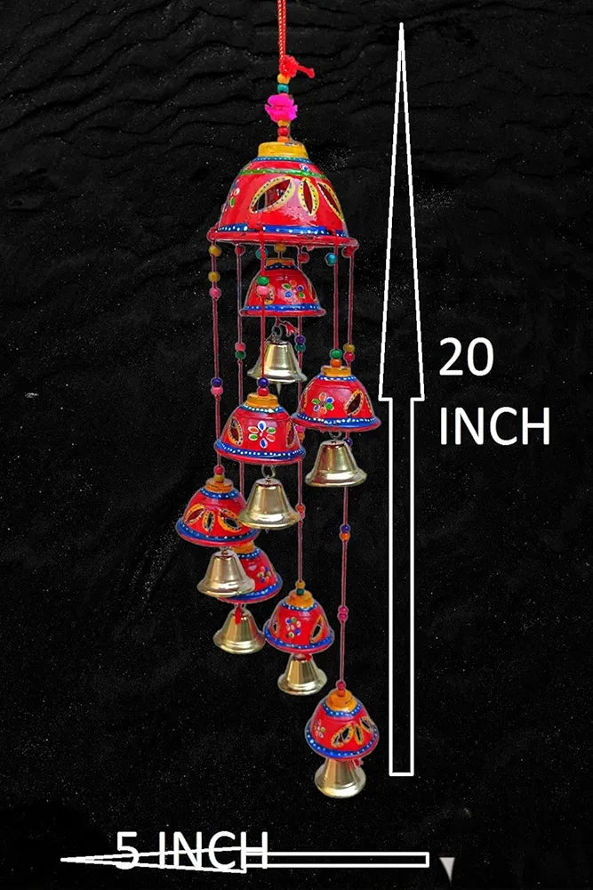 Little Rajasthani Handicraft Hand Painted Wind Chimes Multicolor Random Colors