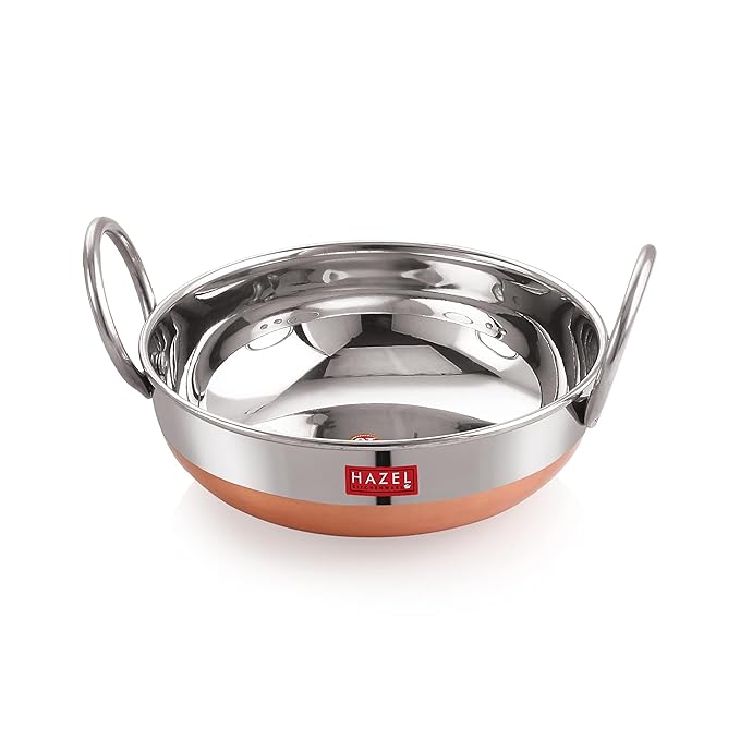 Hazel Stainless Steel Kadai with Copper Bottom 1.5 litres Steel Kadai