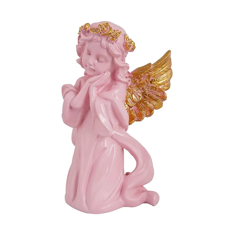 Zart Angel Girl Showpiece for Home Decor Winged Fairy Statue Angel Pink SHG