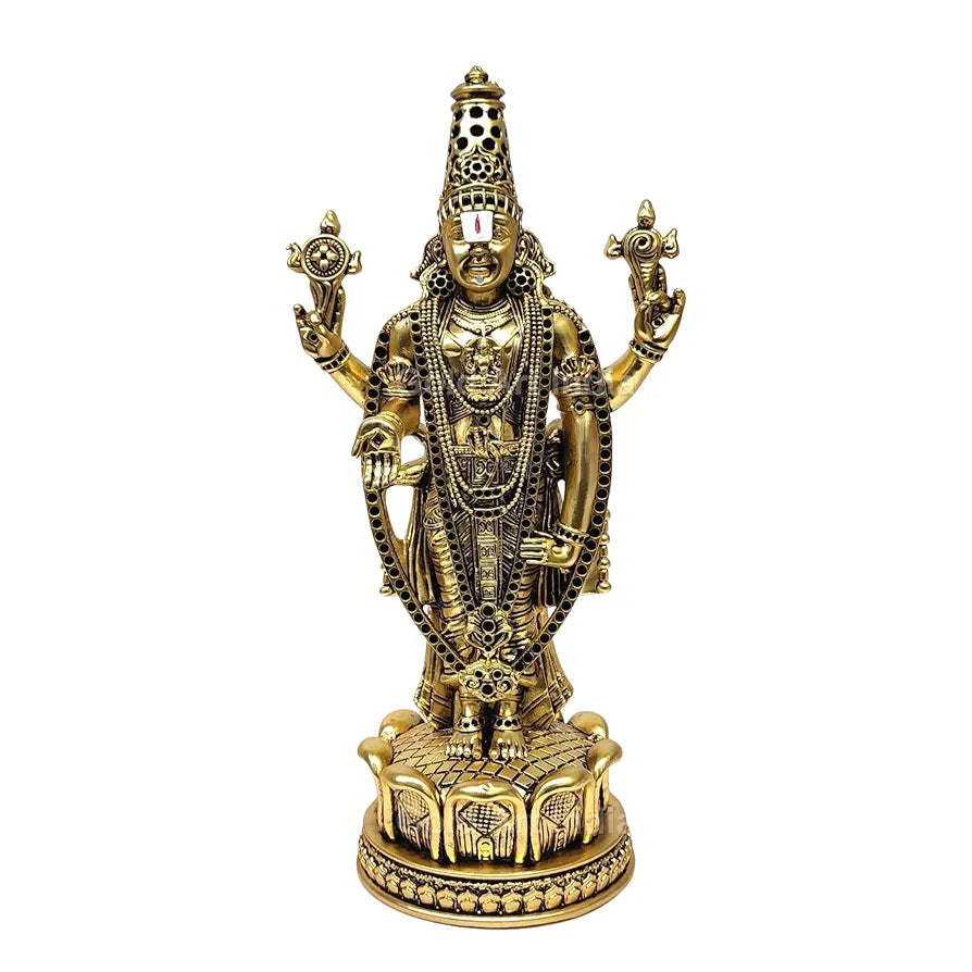 Gold Art India Lord Tirupati Balaji Idol Murti for Mandir Gold Antique Matte