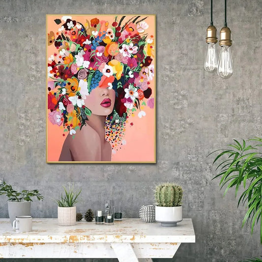 HASTHIP® Diamond Painting Kit for Adults & Kids,Diamond Art Kits for Adults,DIY Canvas Flowers Painting Kits Suitable Home Leisure and Wall Decoration Gift Kids and 12x16inch