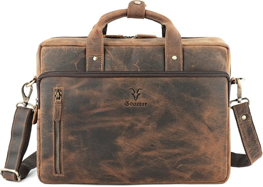 Goatter Genuine Leather Multi Pockets Office Laptop Messenger Bag For Men