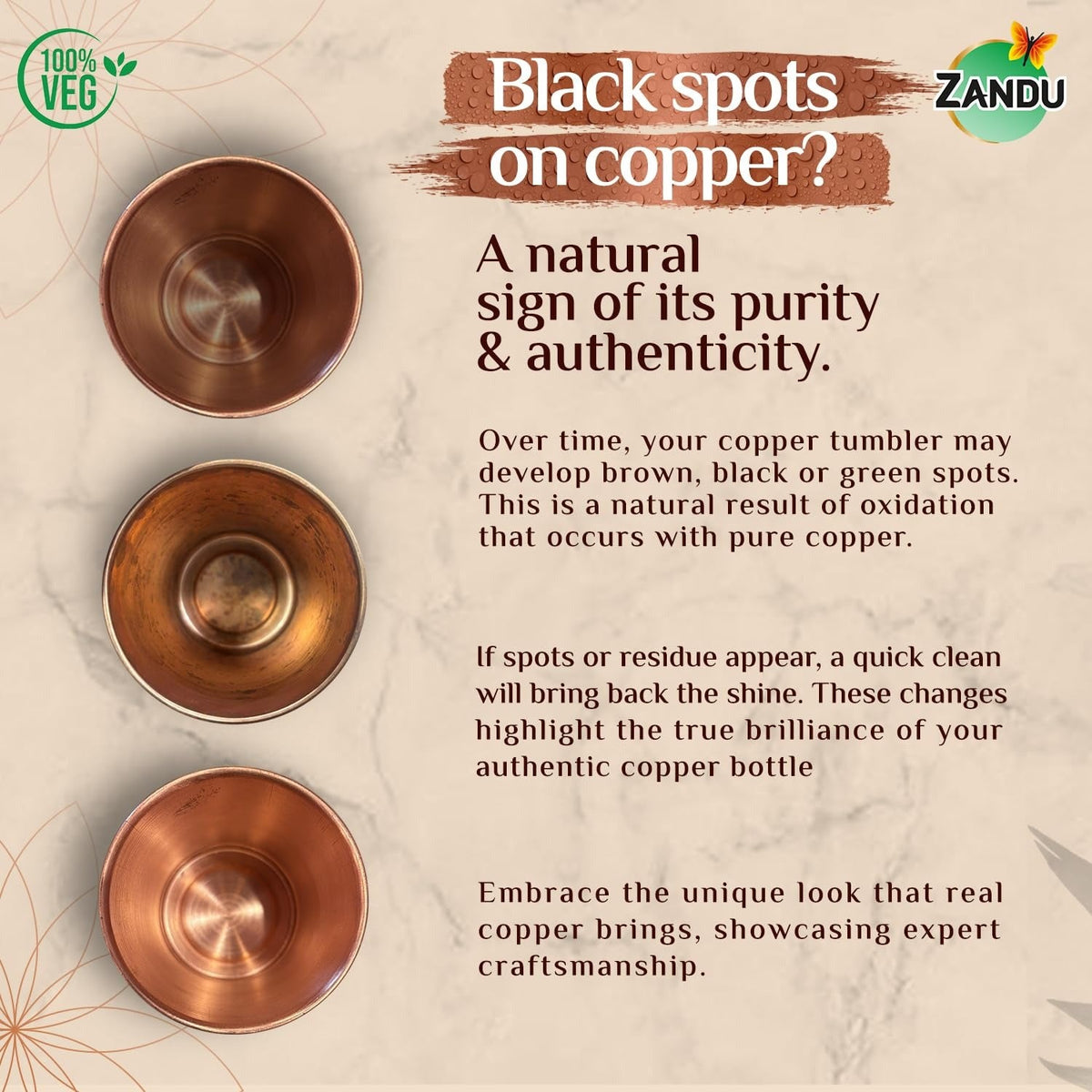 Zandu Copper Jug Ayurveda Inspired - 2 L