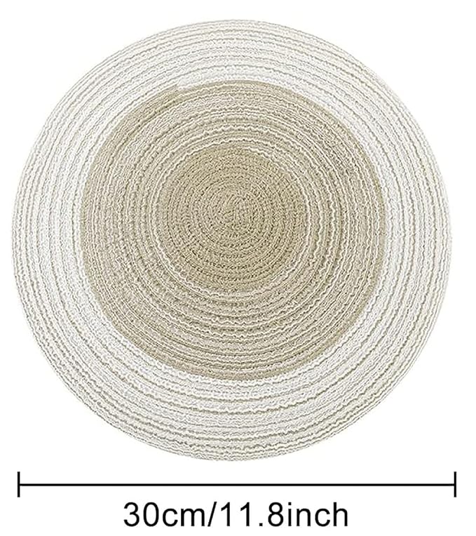 Spatlus Jute Placemats Set of 4 Heat Resistant Round Place Mats Natural Jute Cream Table Mats