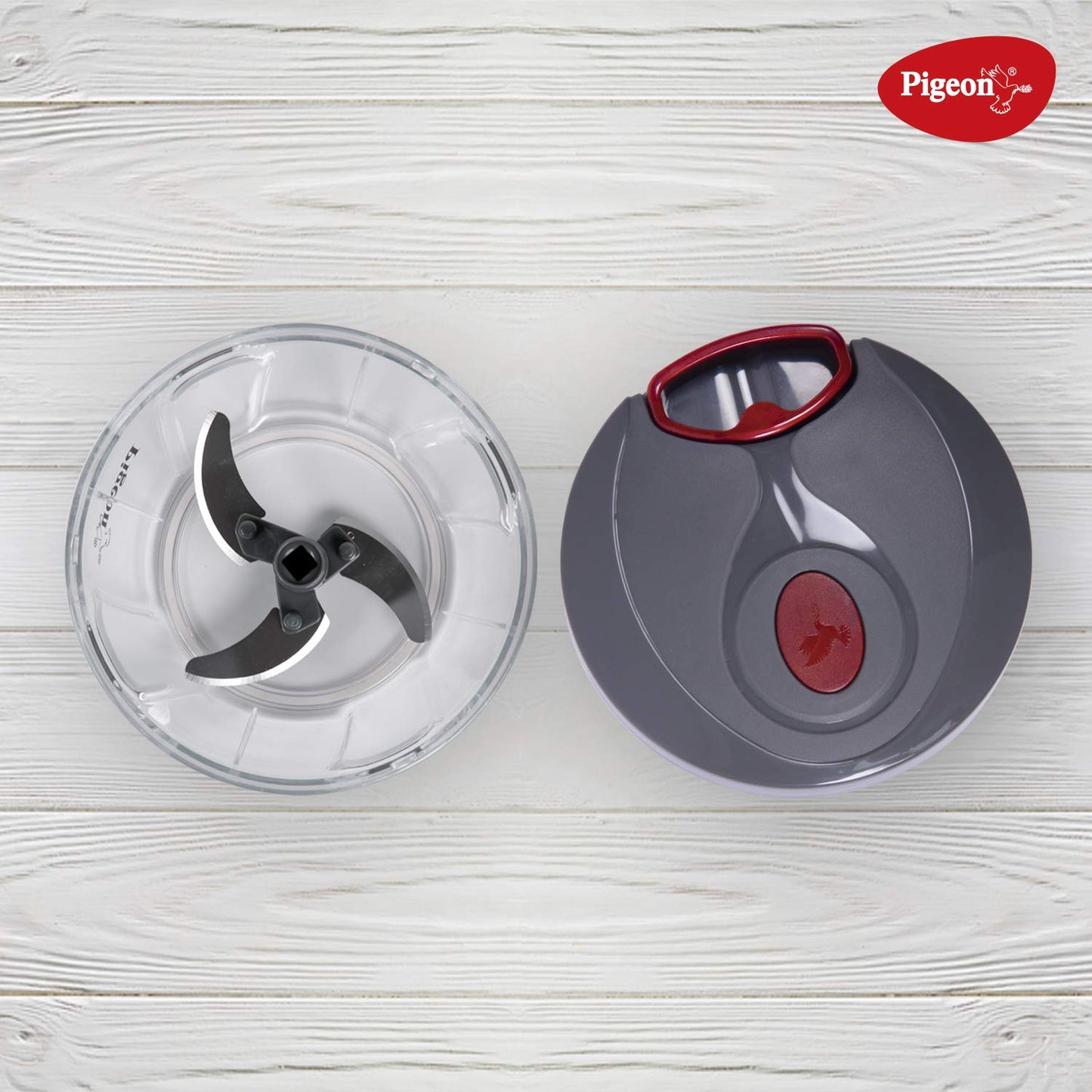 Pigeon Plastic Mini Handy and Compact Chopper With 3 Blades | 400 Ml | Pack of 2 | Grey