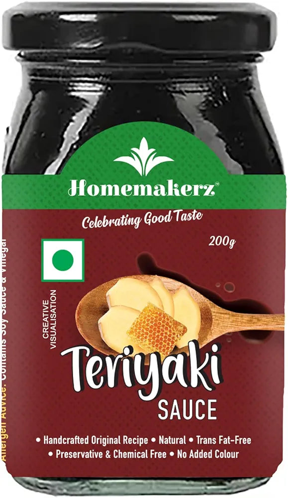 Homemakerz Teriyaki Sauce - Classic Japanese Style Sweet & Tangy Sauce - 200 gm - Preservative Free, Chemical Free & Oil Free