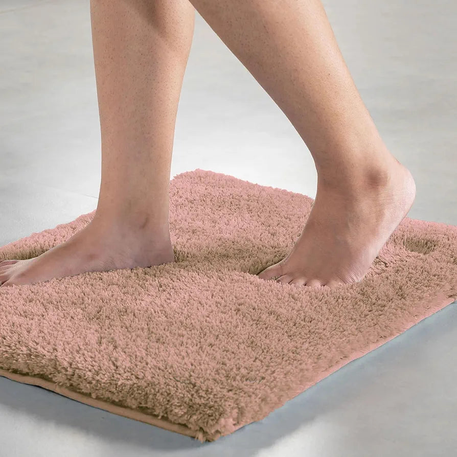 Luxe Home International Microfiber Luxe Home Bath Mat Super Soft Non Slip Vegas Mats Rectangular Colour Peach