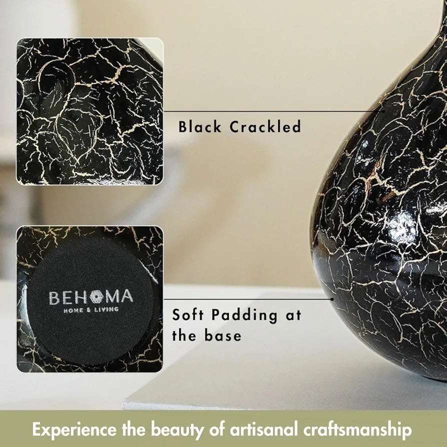 Behoma Metal Flower Vase Crackle Finish Tall Vase Flowers not Included