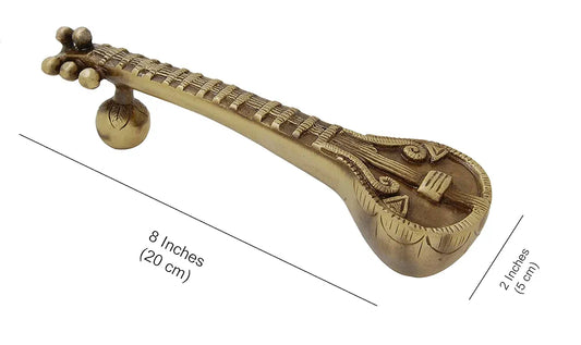Two Moustaches Sitar Design 8 Inches Brass Door Handle Brass