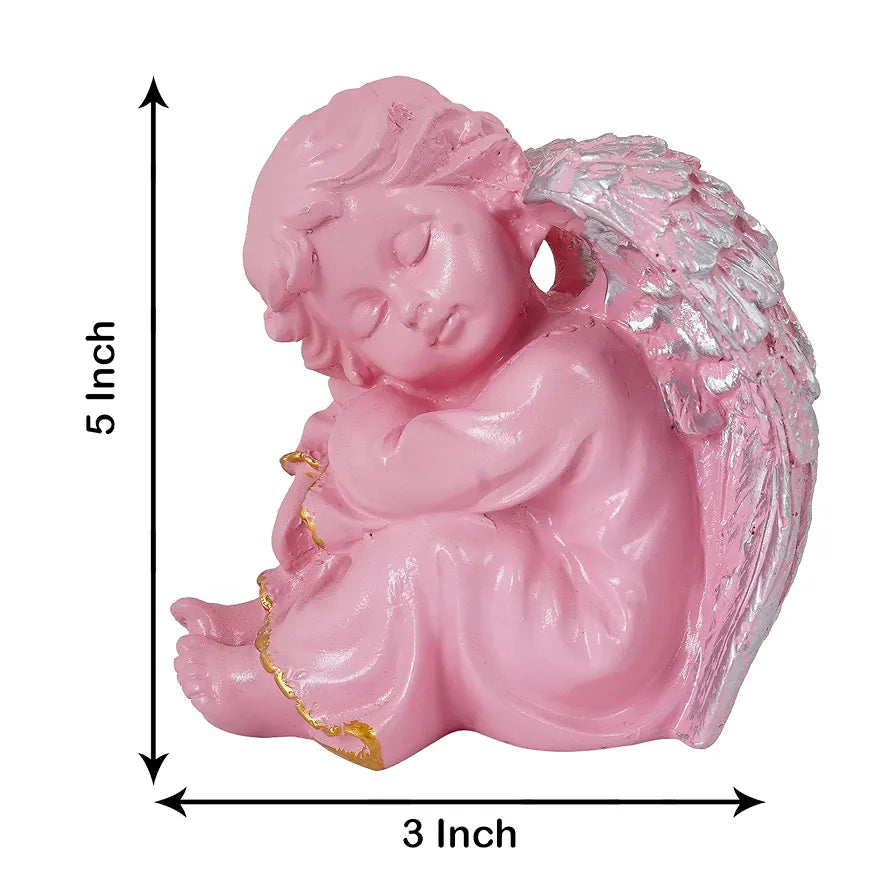 Zart Angel Girl Left Silver winged Showpiece for Home Decor Showpiece