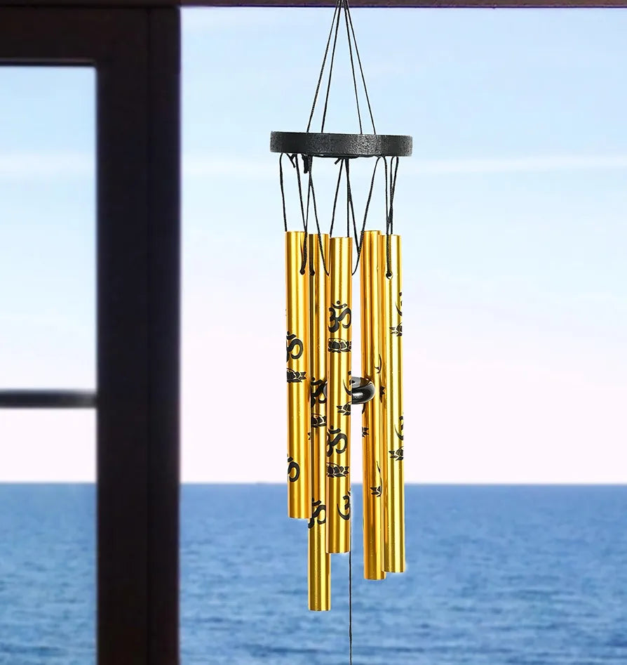 Wind Chimes Hanging Bells for Positive Energy Gold 5-Pipe Wind Chime -009