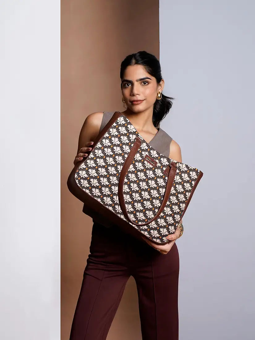 Zouk Women's Getaway Handbag Jute & Leather Handcrafted Tote Bag