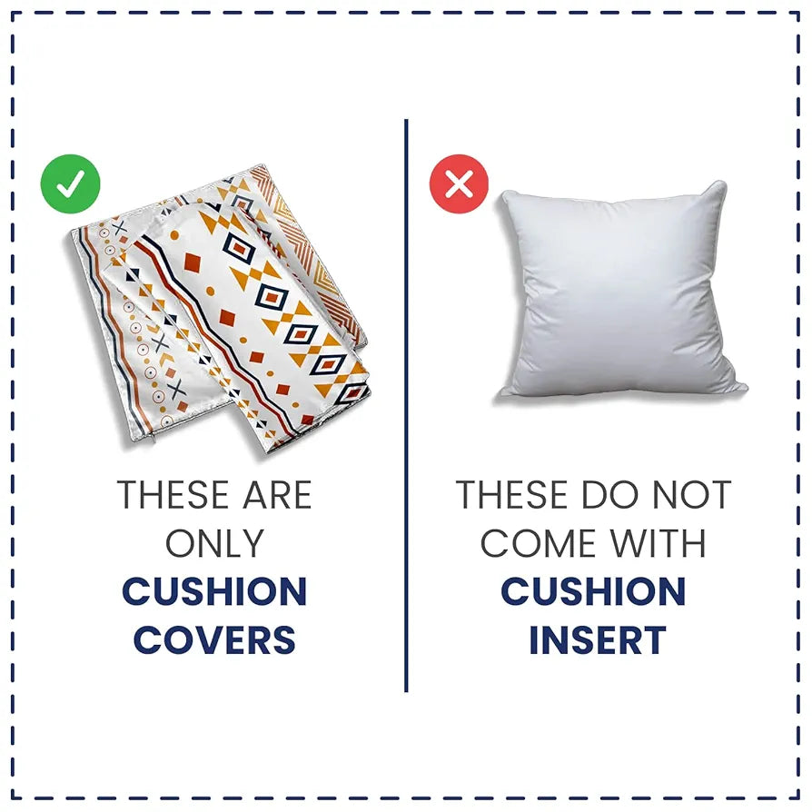 Urban Space Decorative Cotton 200 TC Cushion Cover Set Of 5 Cushion Covers For Sofa, Bedroom, Living Room Liberty Blue