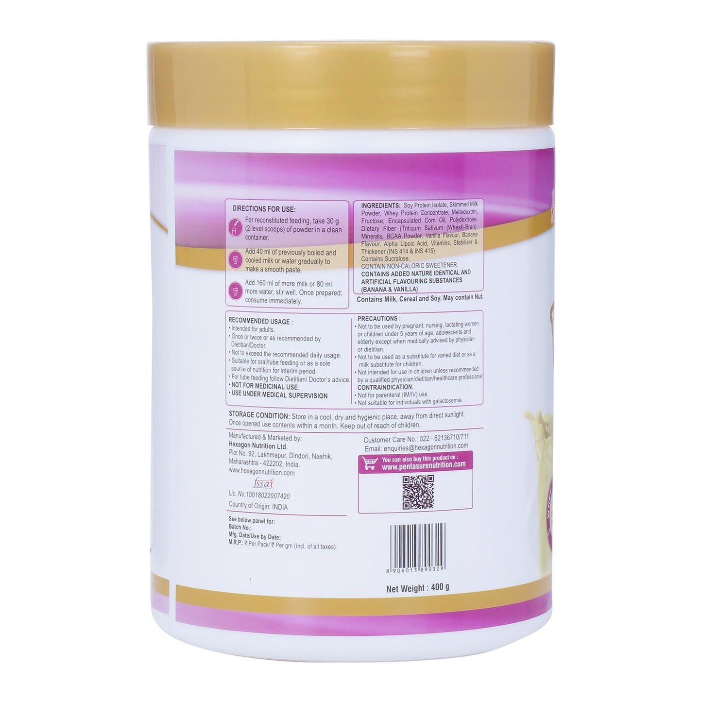 Pentasure Hp Whey Protein - Banana Vanilla Flavour