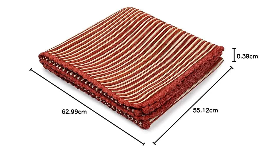 Saral Home Easy Living Striped Soft Decorative Viscose Chenille Sofa Covers/throw Colour Red