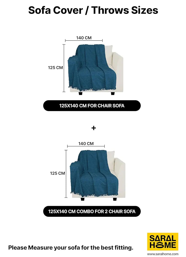 Saral Home Barkha Stripe Cotton 1 Seater Sofa Throw Colour Grey