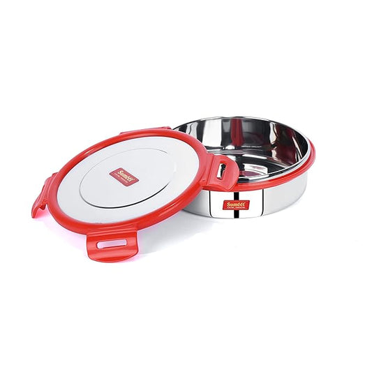 Sumeet Airtight & Leak Proof Steelexo Stainless Steel ContainersLunch Box Lid Size 600 ml Red