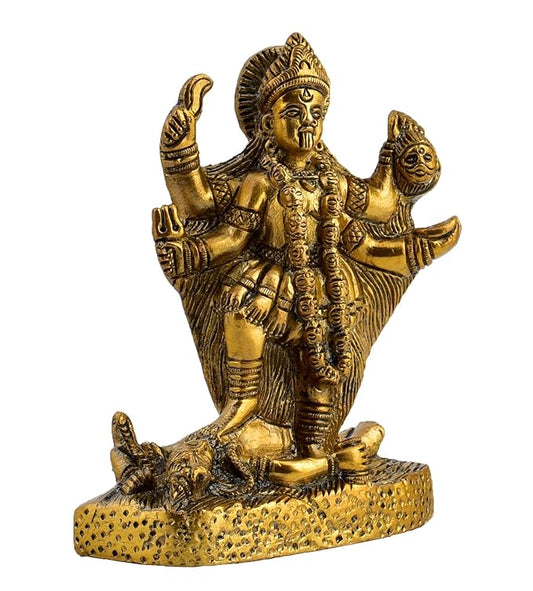 The Advitya Brass Maa Kali Statue | Goddess Mahakali Idol on Shiva | Hindu Religious Idol for Home Office Puja Gifting