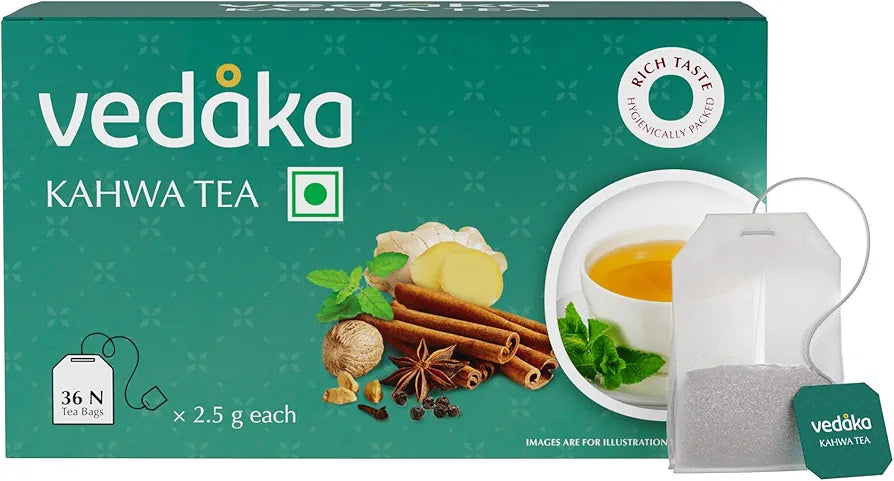 Vedaka Detoxifying Kahwa Tea | Contains Salt, Ginger, Tulsi, Cinnamon, Black Pepper, Cloves, Nutmeg, Asafoetida & Cardamom Seed | Natural Body Cleanser