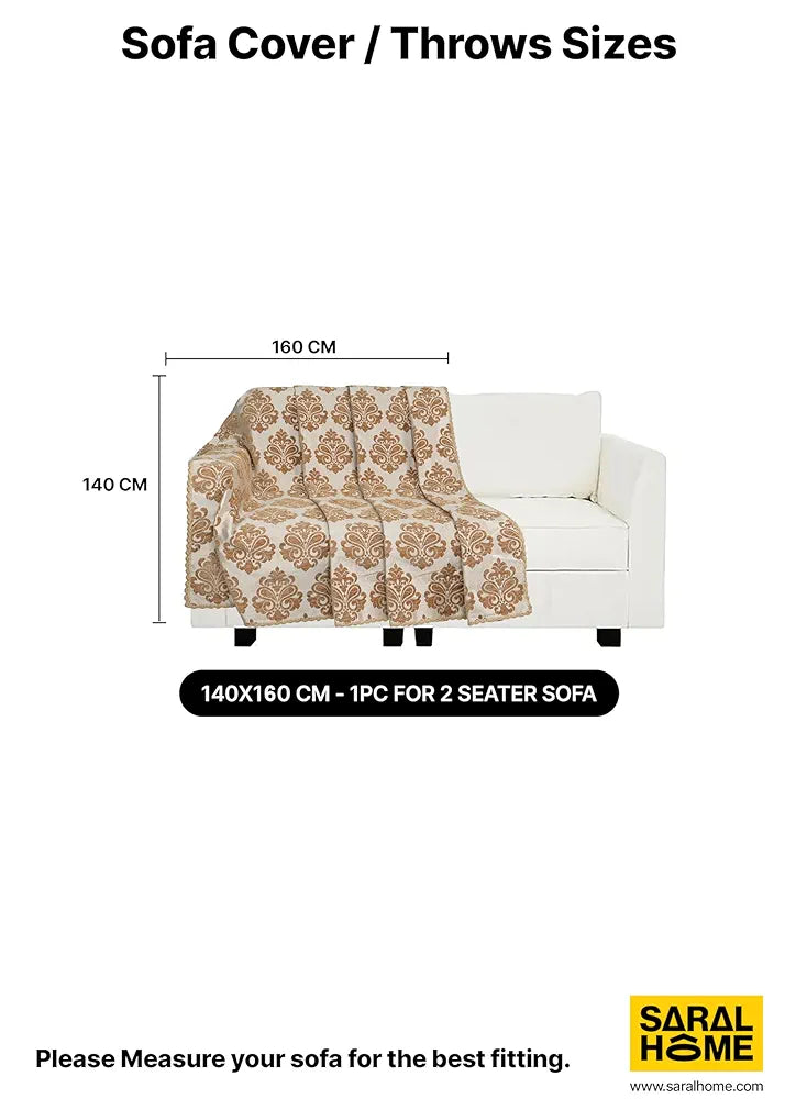 Saral Home Easy Living Saral Home Chenille 2 Seater Sofa Cover Throw Colour Gold